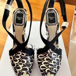 Dior Black and White Patterned Heels